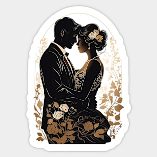 Vintage Valentine's:A Couple's Vintage Embrace - Valentine's Day Sticker